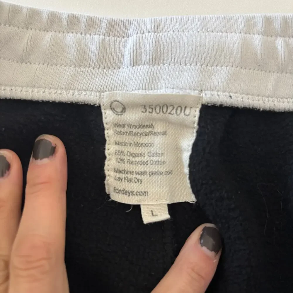 Fordays joggers women's size large black white organic cotton casual easy - Picture 6 of 7